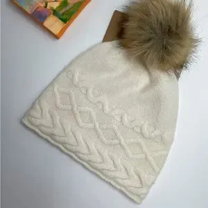 Pink NWT White Pine Cashmere Pompom Beanie For Women 2 plies OS WHITE PINE Women main image 2